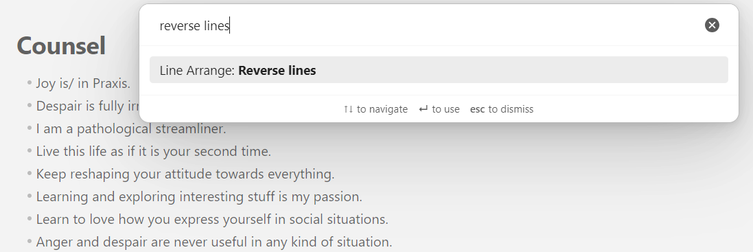 Reverse Lines Usage